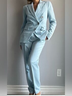 Topshop Light Blue Asymmetric Double-Breasted Women's Blazer